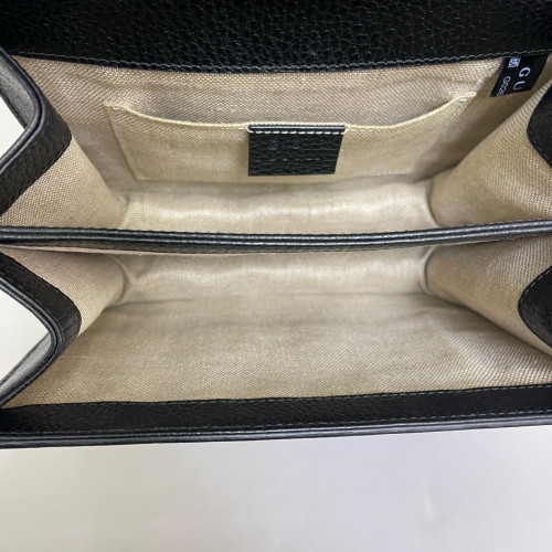 Gucci Small Interlocking G Shoulder Bag Grained Calfskin Black