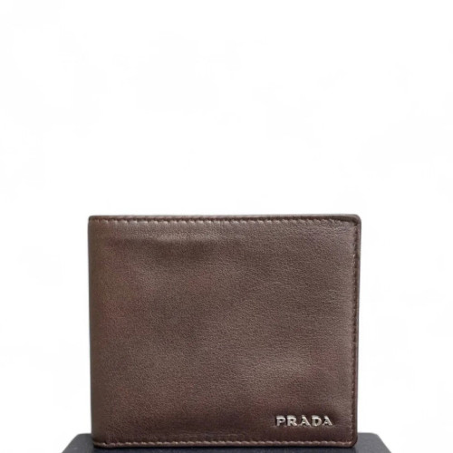 Prada Compact Wallet Calfskin Dark Brown Prada Compact Wallet Calfskin Dark Brown