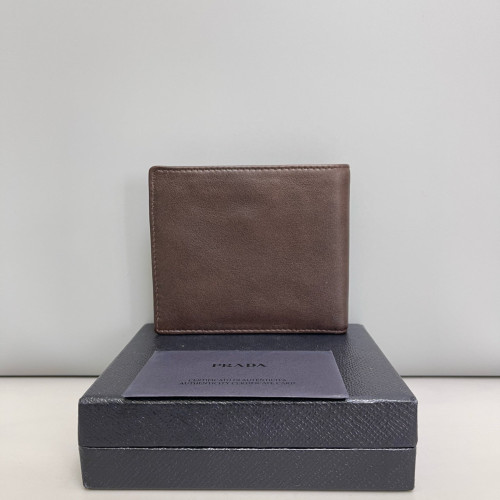 Prada Compact Wallet Calfskin Dark Brown Prada Compact Wallet Calfskin Dark Brown