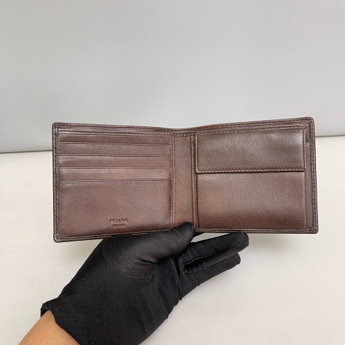 Prada Compact Wallet Calfskin Dark Brown Prada Compact Wallet Calfskin Dark Brown