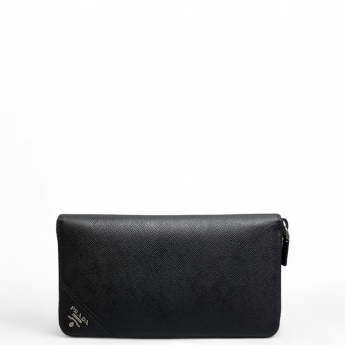 Prada Continental Wallet Saffiano Calfskin Black