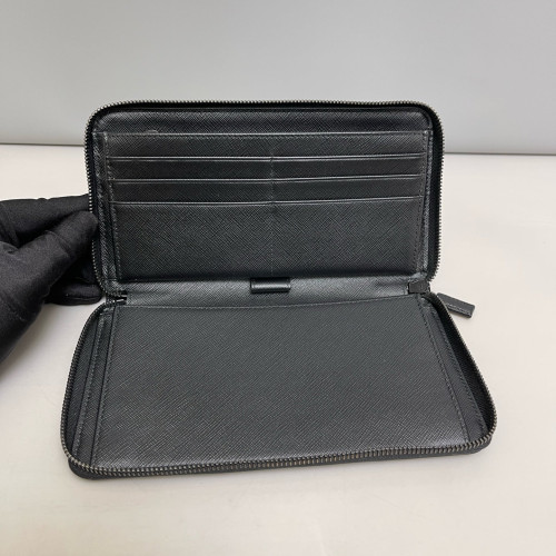Prada Continental Wallet Saffiano Calfskin Black
