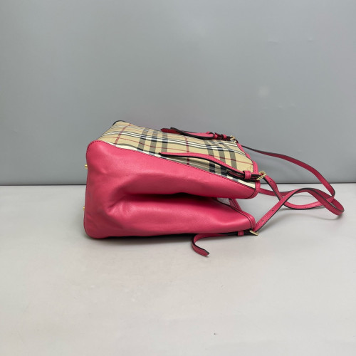 Burberry Small Canterbury Tote Haymarket Check Calfskin Beige Pink Black