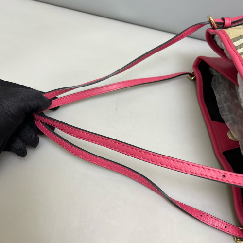 Burberry Small Canterbury Tote Haymarket Check Calfskin Beige Pink Black