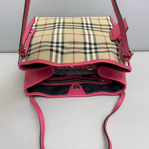 Burberry Small Canterbury Tote Haymarket Check Calfskin Beige Pink Black