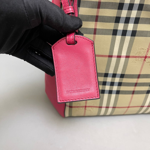 Burberry Small Canterbury Tote Haymarket Check Calfskin Beige Pink Black