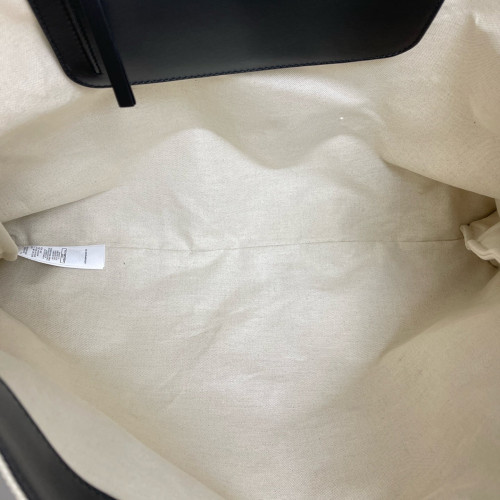 Burberry Tote Bag Canvas Calfskin Ecru Black