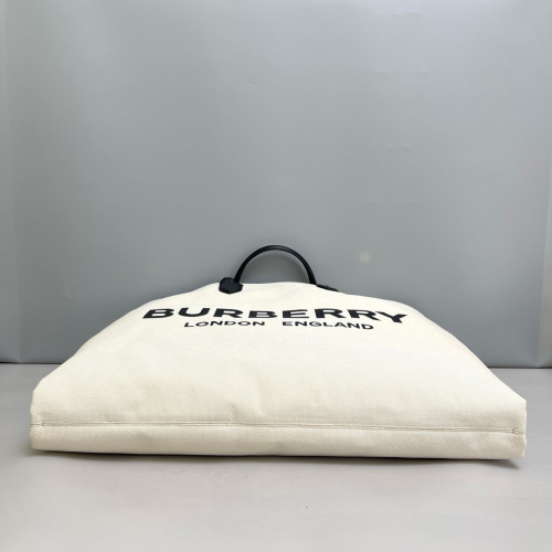 Burberry Tote Bag Canvas Calfskin Ecru Black
