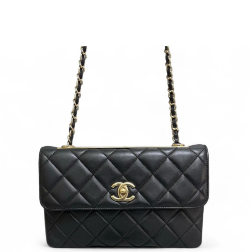 Chanel Quilted Trendy Cc Flap Bag Lambskin Black