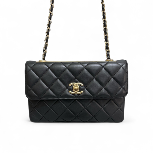 Chanel Quilted Trendy Cc Flap Bag Lambskin Black