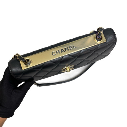 Chanel Quilted Trendy Cc Flap Bag Lambskin Black