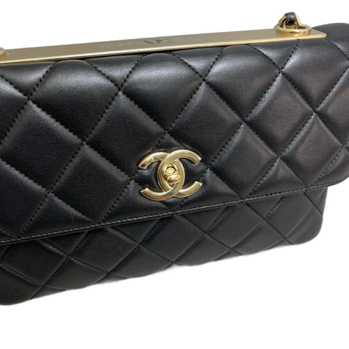 Chanel Quilted Trendy Cc Flap Bag Lambskin Black
