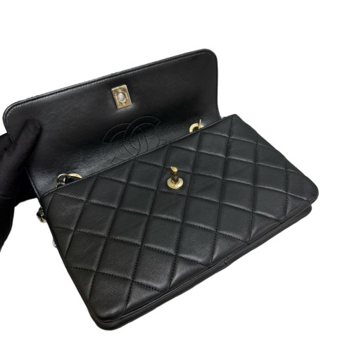 Chanel Quilted Trendy Cc Flap Bag Lambskin Black