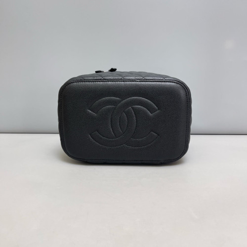 Chanel Quilted Mini Top Handle Vanity Case Grained Calfskin Black