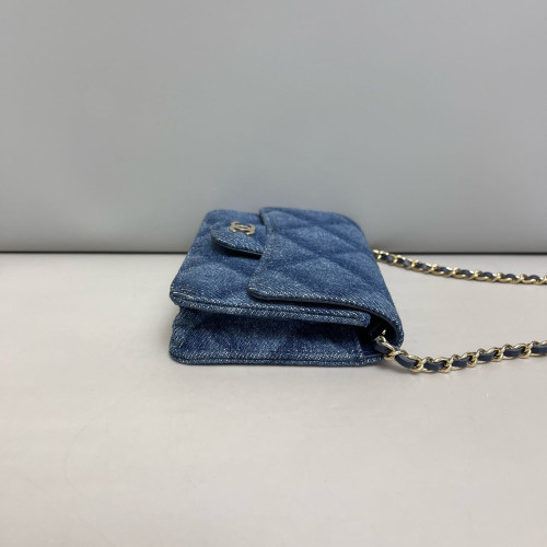 Chanel Quilted Wallet On Chain WOC Denim Blue