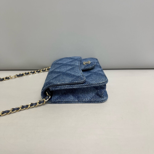 Chanel Quilted Wallet On Chain WOC Denim Blue