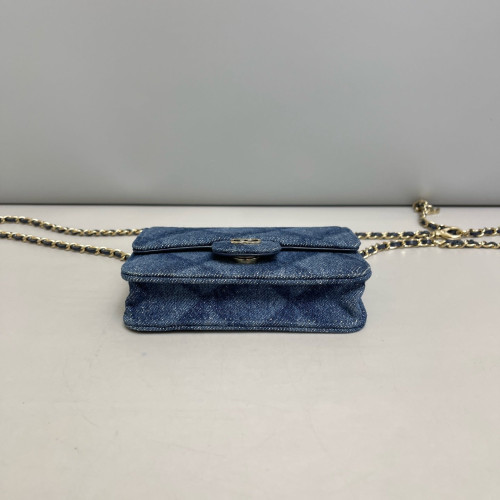 Chanel Quilted Wallet On Chain WOC Denim Blue