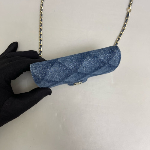 Chanel Quilted Wallet On Chain WOC Denim Blue