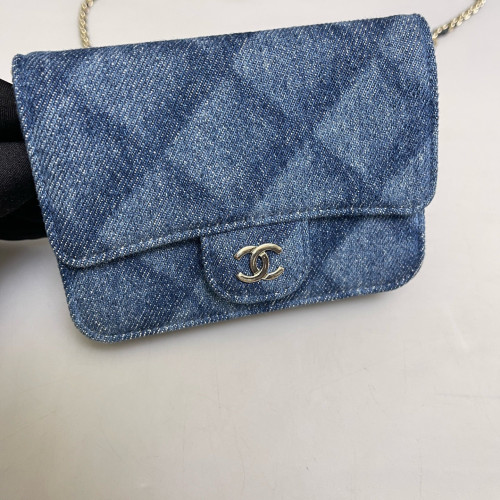 Chanel Quilted Wallet On Chain WOC Denim Blue