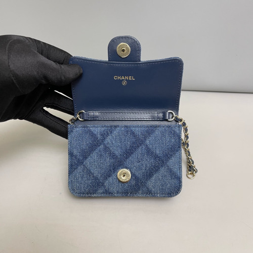 Chanel Quilted Wallet On Chain WOC Denim Blue