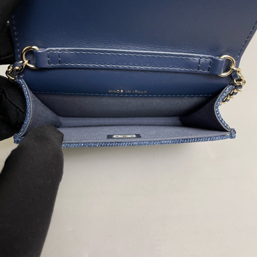 Chanel Quilted Wallet On Chain WOC Denim Blue