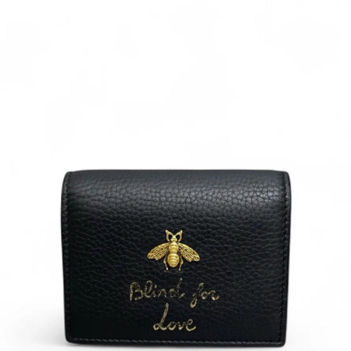 Gucci Compact Wallet Grained Calfskin Black Gucci Compact Wallet Grained Calfskin Black