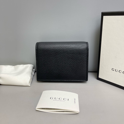 Gucci Compact Wallet Grained Calfskin Black Gucci Compact Wallet Grained Calfskin Black