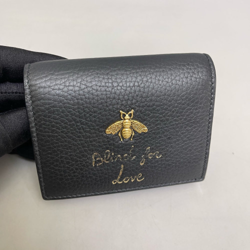 Gucci Compact Wallet Grained Calfskin Black Gucci Compact Wallet Grained Calfskin Black