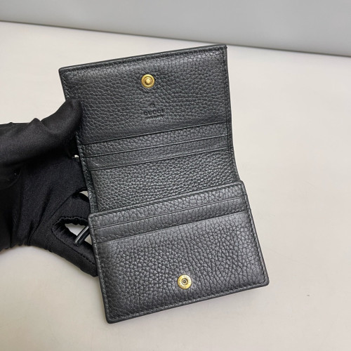Gucci Compact Wallet Grained Calfskin Black Gucci Compact Wallet Grained Calfskin Black