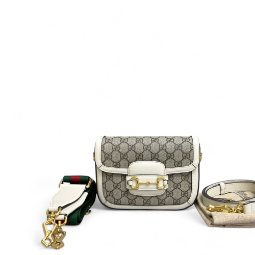 Gucci Mini Horsebit 1955 GG Monogram White