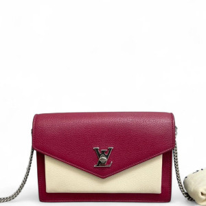 Louis Vuitton Mylockme Chain Pochette Calfskin Burgundy Beige