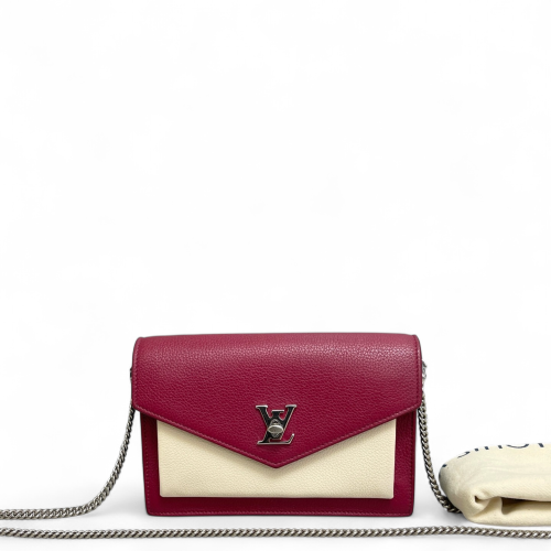 Louis Vuitton Mylockme Chain Pochette Calfskin Burgundy Beige