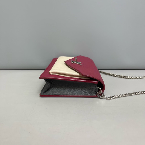 Louis Vuitton Mylockme Chain Pochette Calfskin Burgundy Beige
