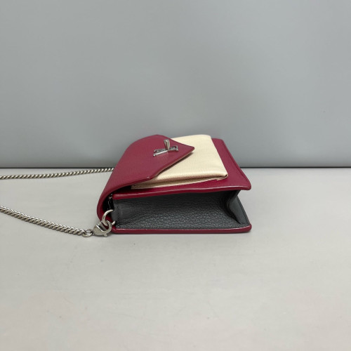 Louis Vuitton Mylockme Chain Pochette Calfskin Burgundy Beige