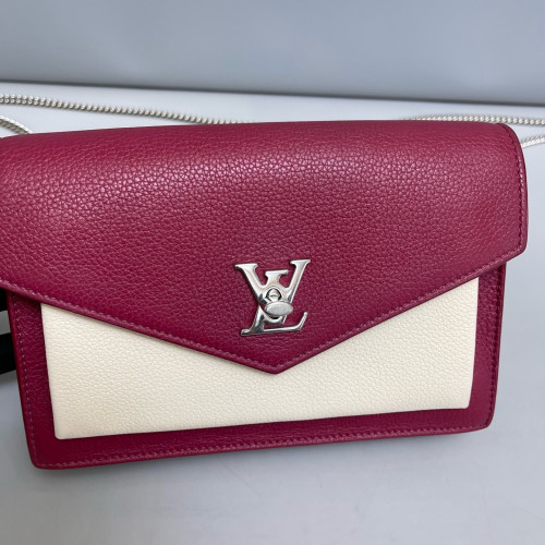 Louis Vuitton Mylockme Chain Pochette Calfskin Burgundy Beige