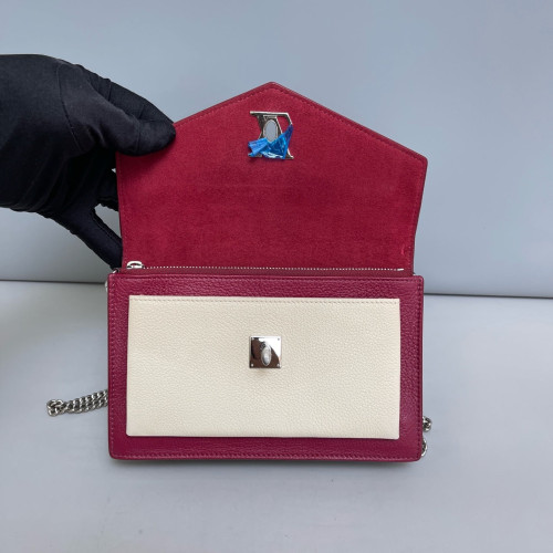 Louis Vuitton Mylockme Chain Pochette Calfskin Burgundy Beige