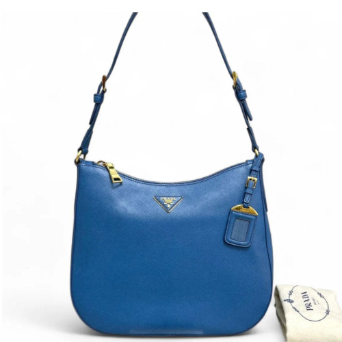 Prada Hobo Saffiano Calfskin Blue