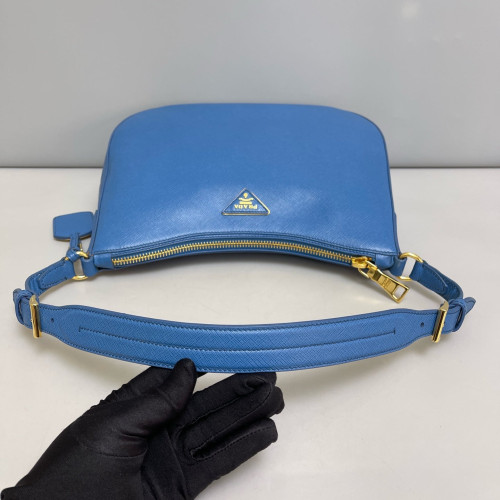 Prada Hobo Saffiano Calfskin Blue
