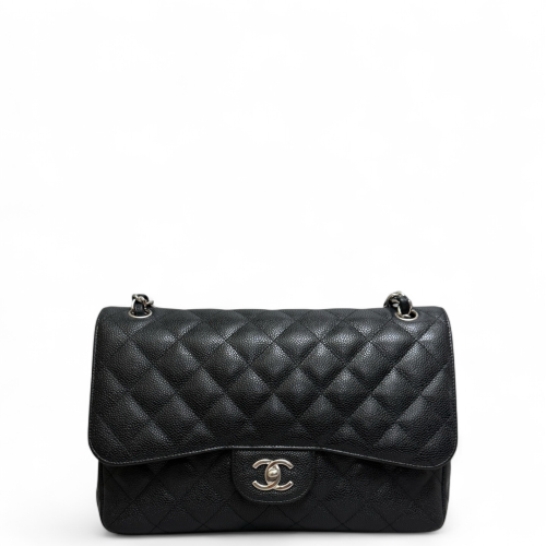 Chanel Quilted Jumbo Double Flap Grained Calfskin Black