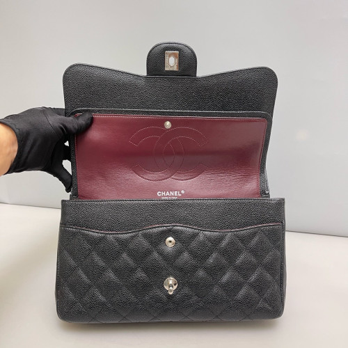 Chanel Quilted Jumbo Double Flap Grained Calfskin Black