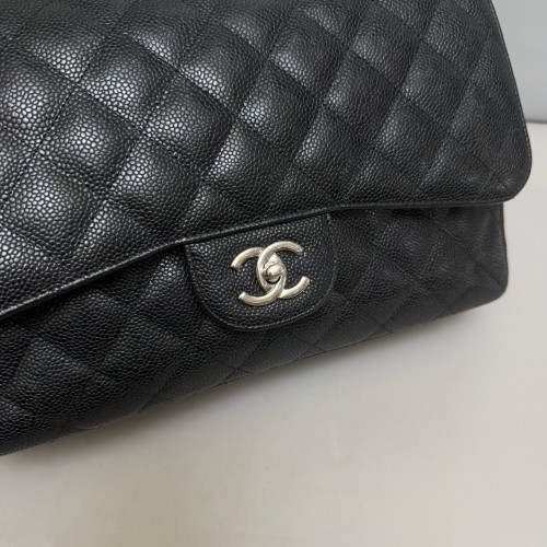 Chanel Quilted Jumbo Double Flap Grained Calfskin Black