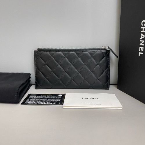 Chanel Quilted Continental Wallet Calfskin Black