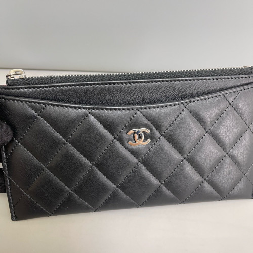 Chanel Quilted Continental Wallet Calfskin Black