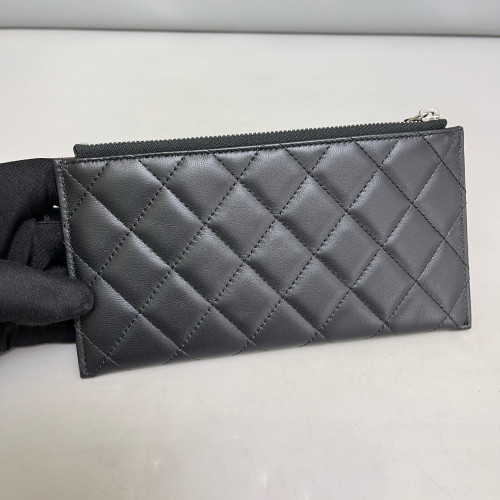 Chanel Quilted Continental Wallet Calfskin Black