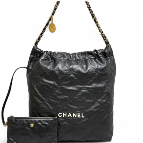 Chanel Quilted Medium 22 Bag Calfskin Black