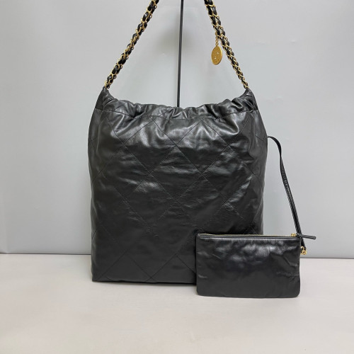 Chanel Quilted Medium 22 Bag Calfskin Black
