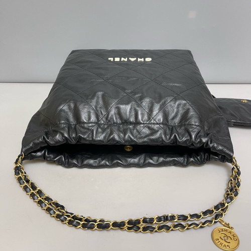 Chanel Quilted Medium 22 Bag Calfskin Black