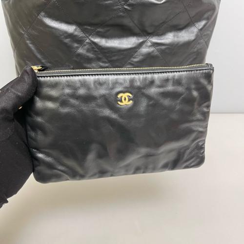 Chanel Quilted Medium 22 Bag Calfskin Black