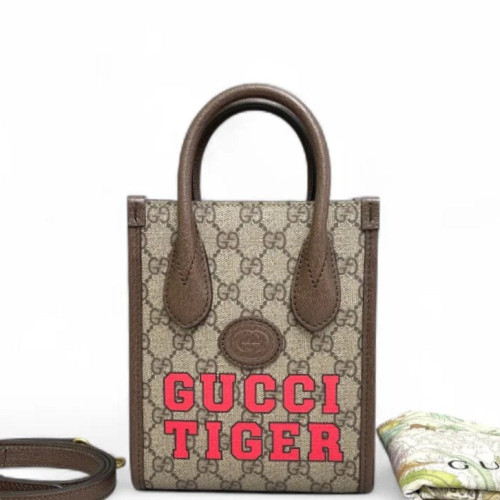 Gucci Mini Interlocking G Tote GG Supreme Monogram Beige Brown Red Gucci Mini Interlocking G Tote GG Supreme Monogram Beige Brown Red
