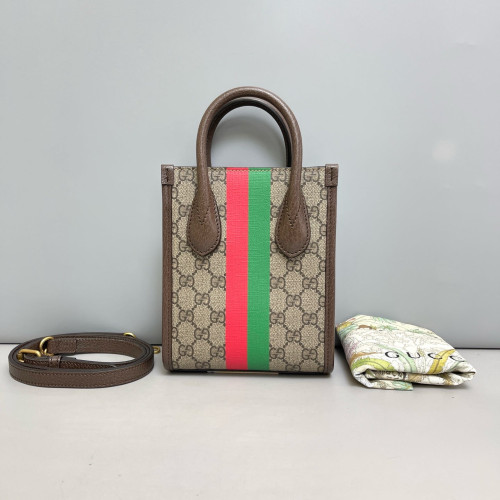 Gucci Mini Interlocking G Tote GG Supreme Monogram Beige Brown Red Gucci Mini Interlocking G Tote GG Supreme Monogram Beige Brown Red